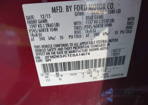 2014 Ford Edge Sel z USA, uszkodzony, nr VIN 2FMDK3JC1EBA14674